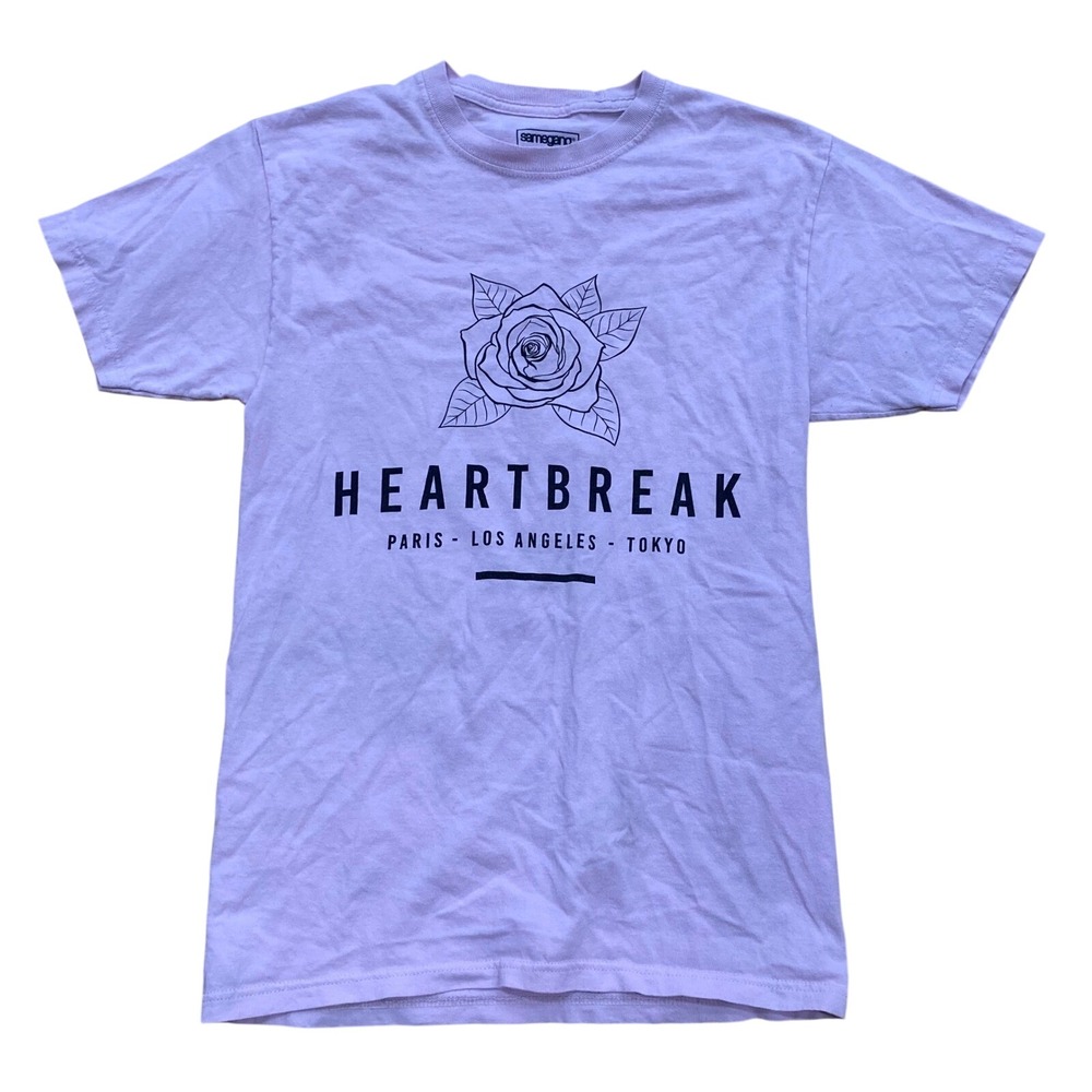 Samegang TShirt Rose Heartbreak Paris Los Angeles Tokyo Graphic Pink‎ Size S